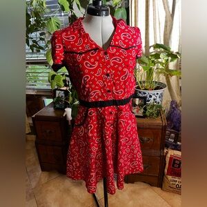 Sourpuss Red Paisley Mini Dress